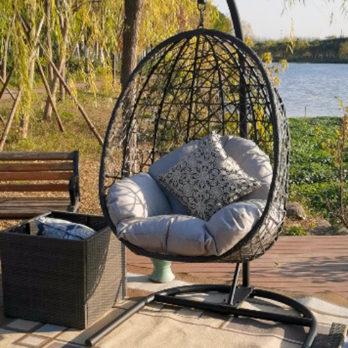 Better Homes & Gardens Lantis Patio Wicker Hanging Egg Chair with Stand